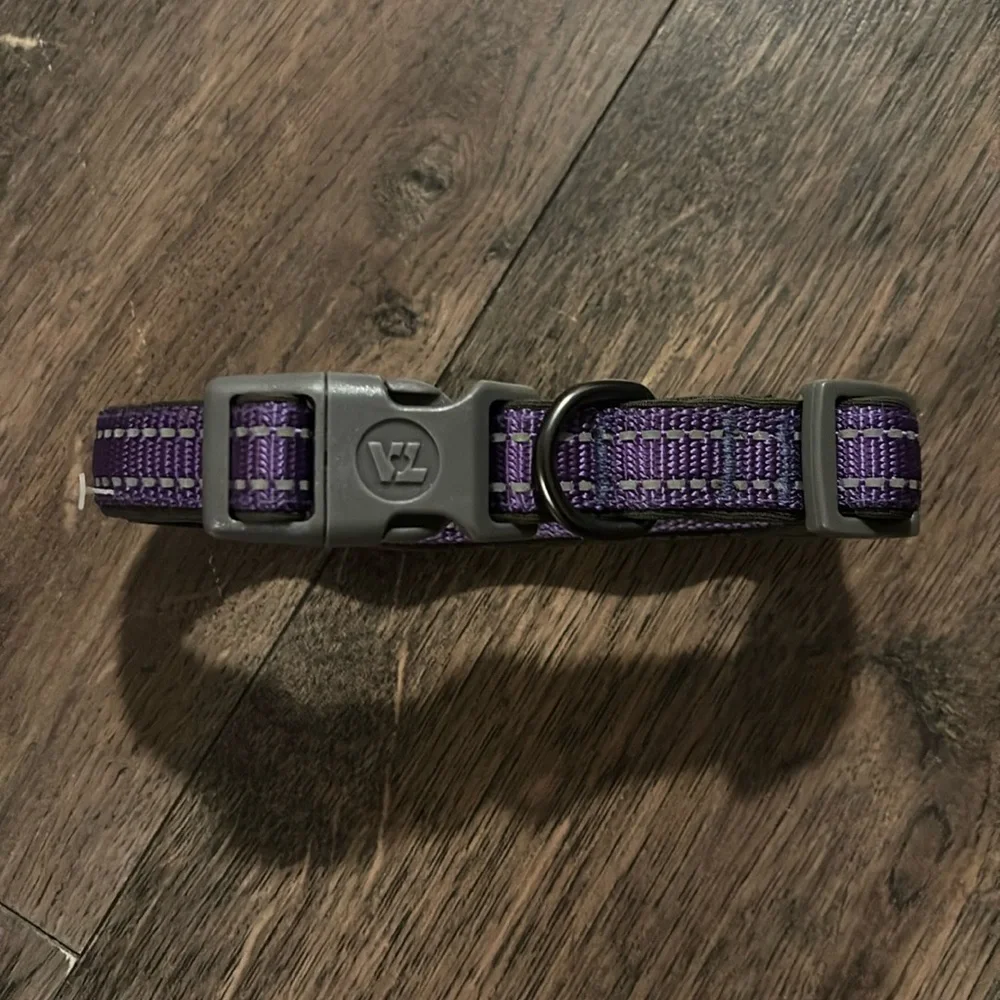 NWT Vibrant Life Padded Striped Safety Dog Collar Purple Medium